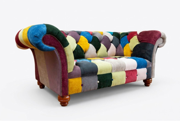 Modern Design Colorful Chesterfield 2-Seater Sofa Fabric Couch Upholstered Design
