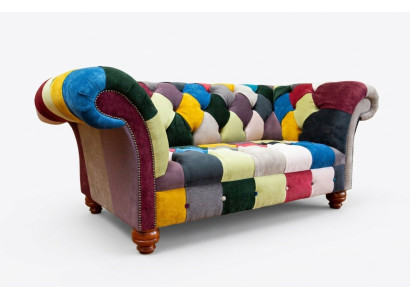 Modern Design Colorful Chesterfield 2-Seater Sofa Fabric Couch Upholstered Design