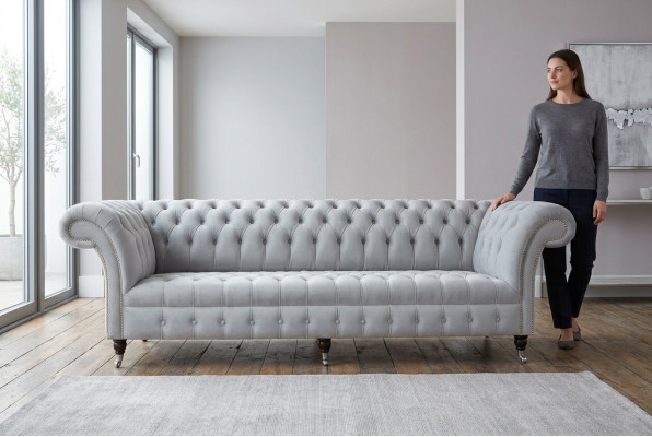 Textile sofa fabric couch Chesterfield big sofas XXL couches seat upholstery 265cm