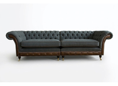 Chesterfield Sofa Couch Upholstery Sofas Couches Four-Seater Fabric 265cm Seat Cushion
