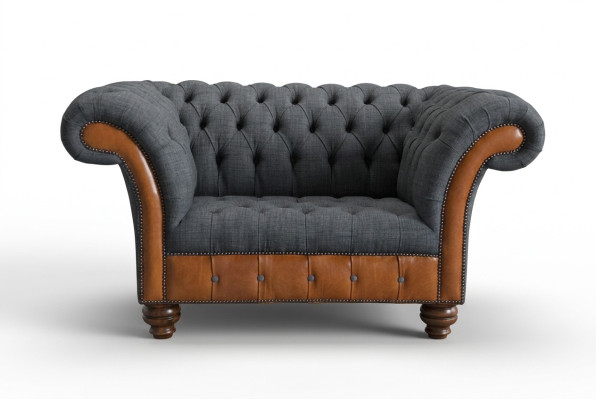 Armchair Couch Upholstery Sofa Textile Chesterfield Couches 1.5-Seater Single-Seater Gray
