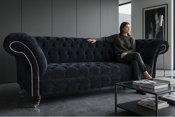 Black Chesterfield 3-Seater Luxury Living Room Sofa