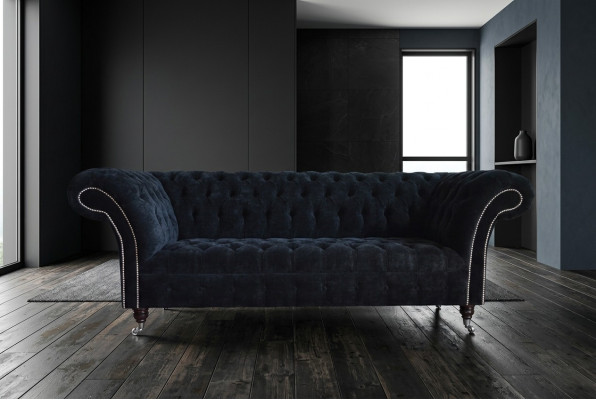 Black Chesterfield 3-Seater Luxury Living Room Sofa