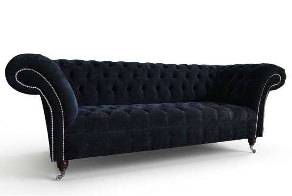 Black Chesterfield 3-Seater Luxury Living Room Sofa