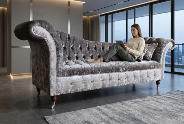 Gray designer 3-seater Chesterfield couch upholstered sofas design sofa