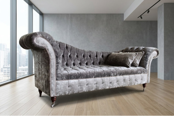 Gray designer 3-seater Chesterfield couch upholstered sofas design sofa