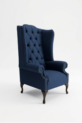 Chesterfield wingback armchair sofa couch upholstery 1-seater armchair sofas textile blue