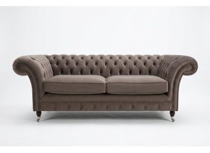 Luxury Taupe Chesterfield Three-Seater Living Room 3-Seater Couch Design Sofa