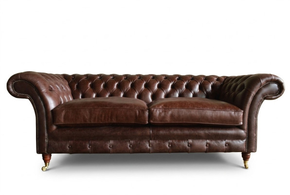 Brown Luxury Chesterfield 3-Seater Modern Living Room Couch
