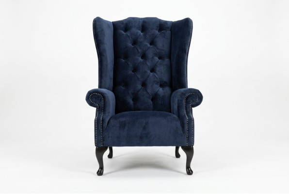 Blue wingback armchair Chesterfield sofa couch upholstery 1-seater armchair sofas textile