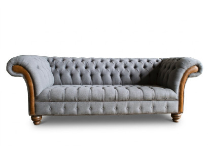 Noble gray Chesterfield three-seater luxury living room sofa