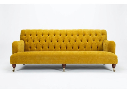 Classic Chesterfield Sofa 4-Seater Sofas Couches Leather Yellow Design Upholstery