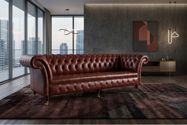 XXL Big Sofa Chesterfield Sofa 4-Seater Couch Upholstery Luxury Classic Textile