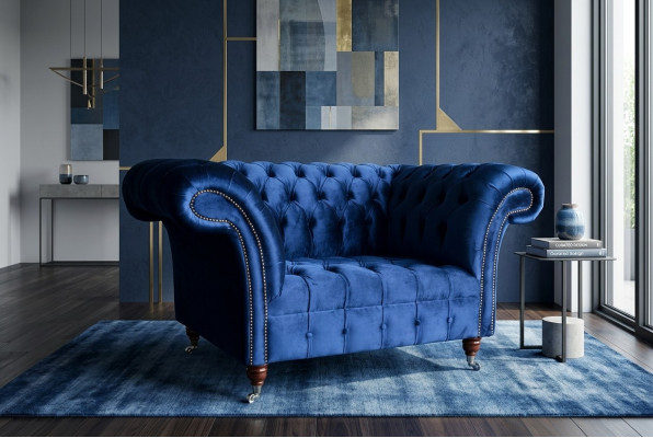 Armchair Couch Upholstery Sofa Textile Chesterfield Loveseats 1.5-Seater Single-Seater Blue