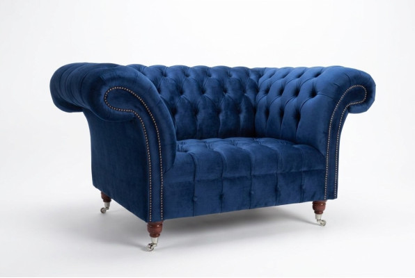Armchair Couch Upholstery Sofa Textile Chesterfield Loveseats 1.5-Seater Single-Seater Blue