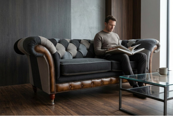 Durable Chesterfield couch sofa upholstery microfiber fabric seat cushion