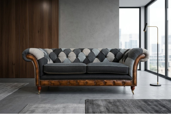 Durable Chesterfield couch sofa upholstery microfiber fabric seat cushion