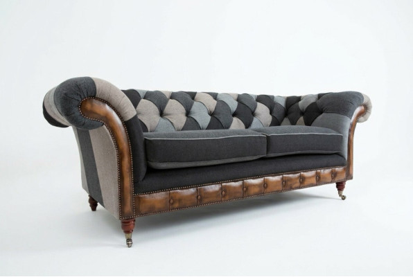 Durable Chesterfield couch sofa upholstery microfiber fabric seat cushion
