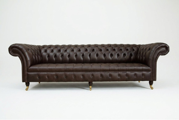 Brown Chesterfield Couch Upholstered 4-Seater Designer Living Room Couches