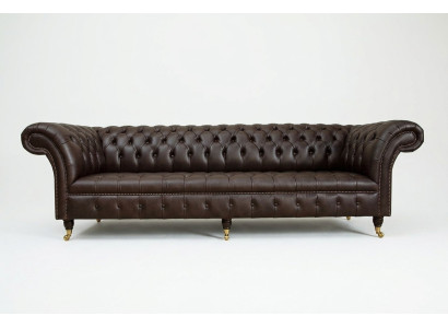 Brown Chesterfield Couch Upholstered 4-Seater Designer Living Room Couches
