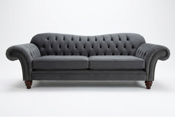 Big Sofa 4-Seater Couch Chesterfield Upholstery Seat Set Fabric Textile New Grey