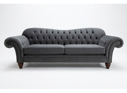 Big Sofa 4-Seater Couch Chesterfield Upholstery Seat Set Fabric Textile New Grey
