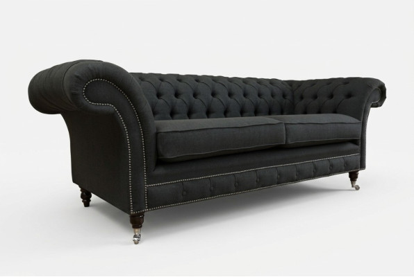 Black Modern Three-Seater Chesterfield Luxury Sofa