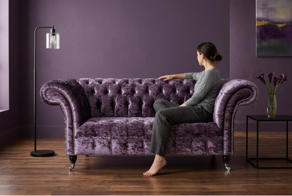 Chesterfield Upholstered Couch Fabric Sofas Sofa Seating Set Recline New 2-Seater