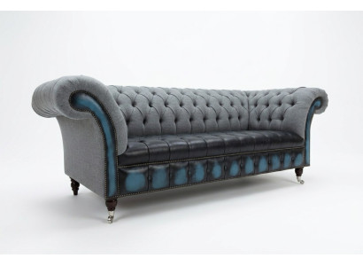 Designer Chesterfield gray sofas upholstered couches textile relax furniture