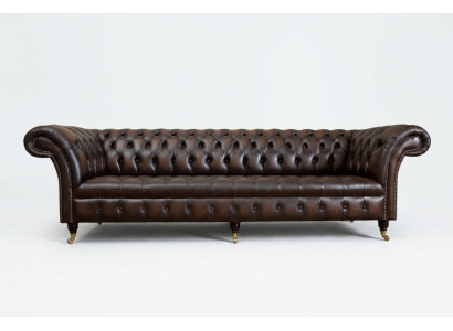 Classic Chesterfield Leather Upholstery Luxury Sofa Design Couch Sofas 4-Seater New