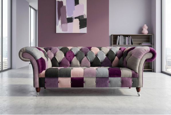 Design 3-seater upholstered sofa couch textile club sofa luxury seating furniture