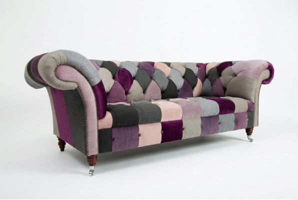 Design 3-seater upholstered sofa couch textile club sofa luxury seating furniture