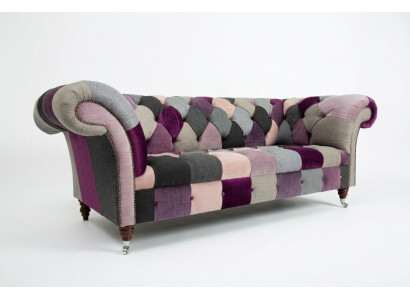 Design 3-seater upholstered sofa couch textile club sofa luxury seating furniture