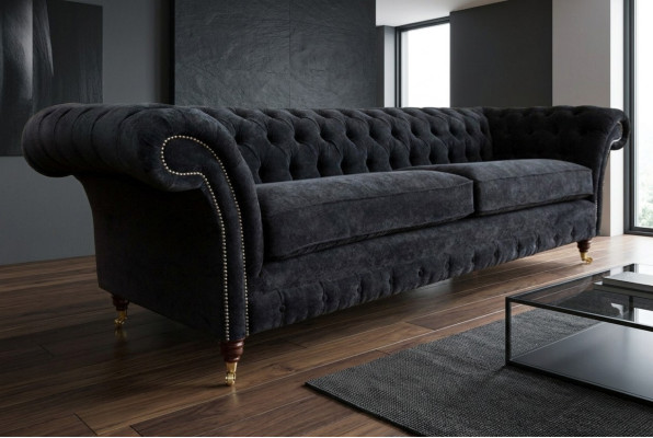 High-quality Chesterfield couch upholstery four-seater textile sofa woven fabric XXL fabric