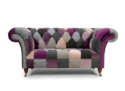Chesterfield 2-seater sofa textile couch upholstery design colorful sofas
