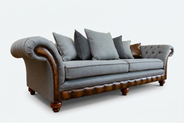 Classic Chesterfield Design Sofa 4-Seater Couch Upholstery Luxury Textile Sofas