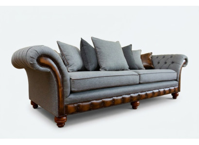 Classic Chesterfield Design Sofa 4-Seater Couch Upholstery Luxury Textile Sofas