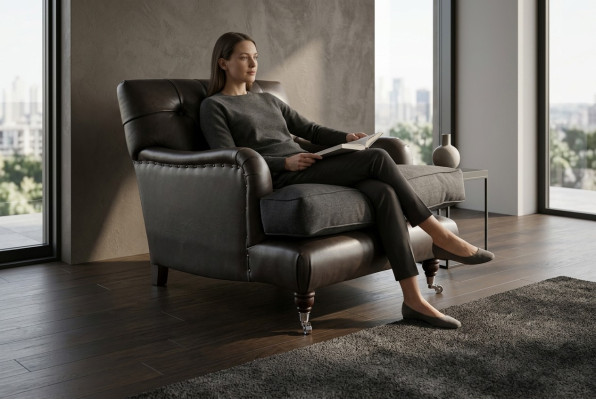 Armchair Club Lounge Designer Chair Upholstered Sofa 1 Seater Swivel Relax TV
