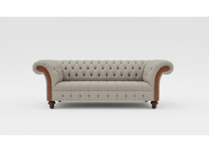 Gray Chesterfield Three-Seater Couch Upholstery Design Sofa Modern 3-Seater