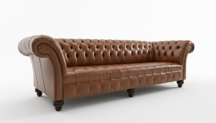 Brown Chesterfield leather sofa 4-seater XXL big sofa couches new upholstery