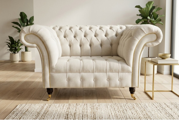 Armchair Couch Upholstery Sofa Fabric Chesterfield Couches 1.5 Seater Single-Seater White