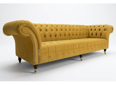 Sofa Sofa Upholstery Chesterfield Textile Sofas Design Luxury Fabric Sofas 4-seater Yellow