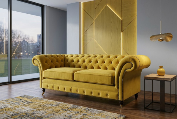 Chesterfield 3-seater designer sofa couch upholstered sofas couches fabric textile new