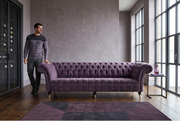 Lila Chesterfield Luxury Couch Sofa Upholstery 4-Seater Sofa Seating Suite
