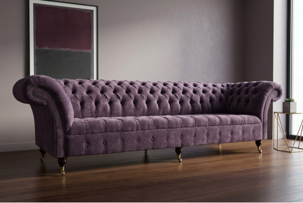 Lila Chesterfield Luxury Couch Sofa Upholstery 4-Seater Sofa Seating Suite