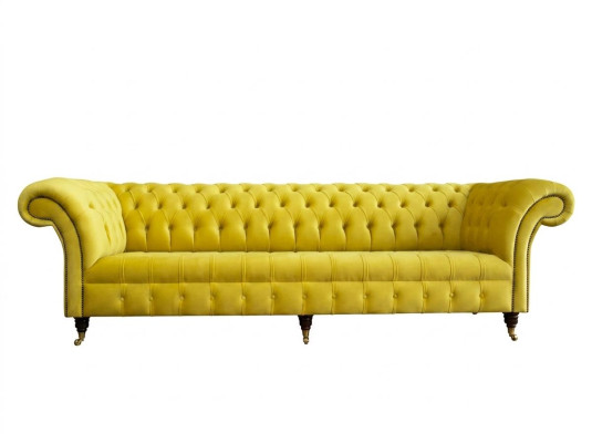 Design Sofa 4-seater Upholstery Luxury Classic Textile Chesterfield Sofas Couch