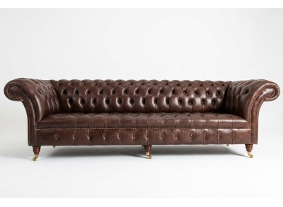 Sofa 4-seater couch design Chesterfield upholstery seat set leather textile new