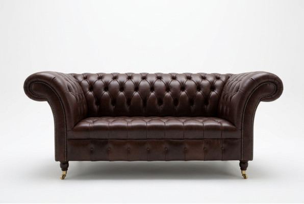 Classic Upholstered Furniture Chesterfield Brown Couch Fabric Leather Upholstery Sofa Seater