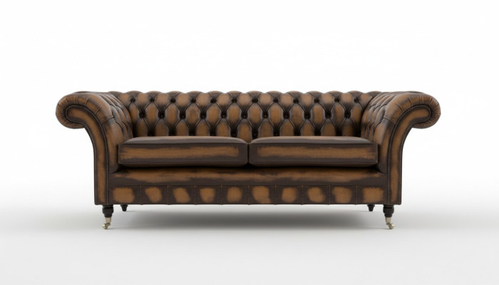 Noble Chesterfield Brown Three-Seater Luxury Upholstered Couches Designer Sofas