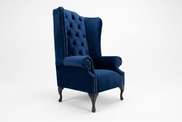 Chesterfield wingback armchair couch relax upholstery designer couches royal blue